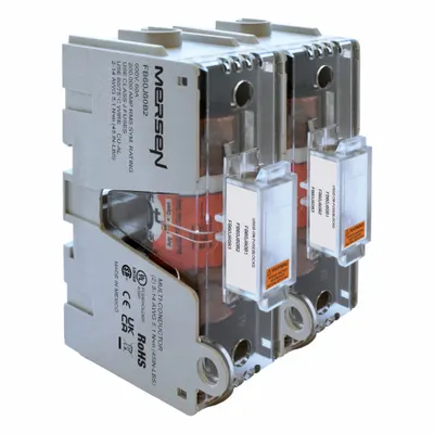 MERSEN Fuse Block: Open Block Design, 2 Pole, 600 V AC - Fuse Blocks for UL Class J Fuses