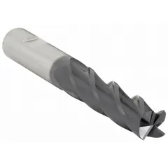 Carbide square end mill with TiAlN coating, 4 flutes, 5/8" mill diameter, 4" length of cut, and 7" overall length. Suitable for slotting, profiling, and contouring in steel, stainless steel, and cast iron.