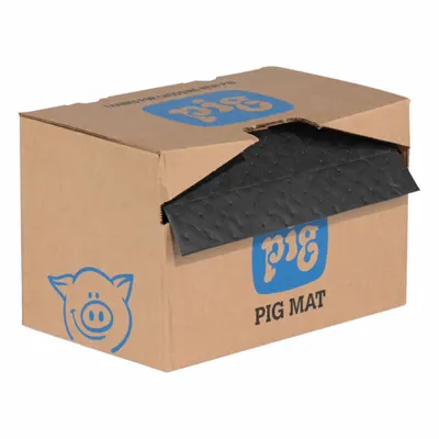 PIG Sorbent Roll, 80 ft Lg, 16 in Wd, Black/Gray, Polypropylene - Sorbent Rolls
