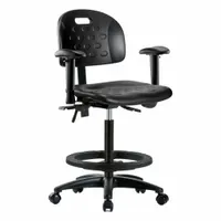 Ergonomic Chair: Polyurethane, Arms Included, Ht Range 24 1/4 in to 34 in, 18 in Seat Wd, Adj, Black (MPN BR-HPHBCH-RG-T1-A1-BF-RC-BLK)