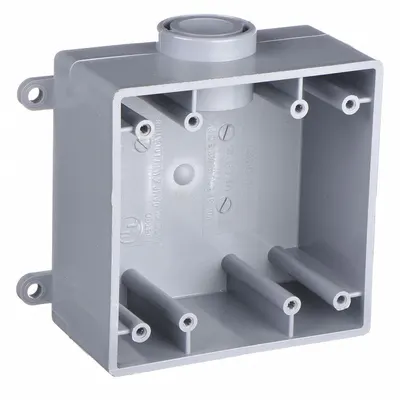 CANTEX Electrical Box: PVC, Rectangular, 2 Gangs, 1/2 in Hub Size, 37.3 cu in Capacity - PVC & Non-Metallic Weatherproof Electrical Boxes