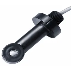 Toroidal conductivity sensor with Noryl body and tinned leads connection. Measures conductivity from 0 to 2000000 uS/cm or range of meter. Used for industrial conductivity testing in water treatment, chemical processing, and wastewater monitoring.