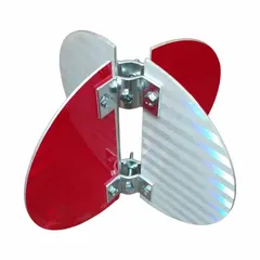 Railroad switch indicator used to visually signal switch position. Includes target brackets and mounting hardware. Red reflector provides clear visibility for train crews and maintenance personnel in yard and industrial rail applications.