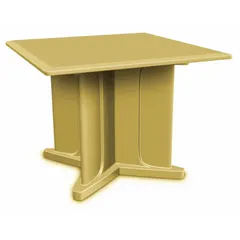 This square table features a 42 by 42 inch top with a No Game Top design and accepts ballast for stability. Constructed from polyethylene, it is suitable for break rooms, cafeterias, and outdoor seating areas where a sturdy, low-maintenance surface is required.