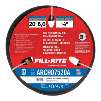 FILL-RITE Discharge Hose: Discharge Hose, 3/4 in x 20 ft, Neoprene, Nitrile, Brass - Discharge Hoses for Fuel Transfer Pumps