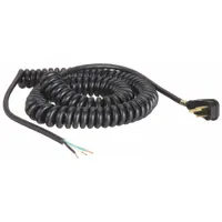 APPROVED VENDOR Coiled Power Cord: 20 ft Lg, 3/14, 5-15P Plug, Bare Wire Receptacle, SJT, PVC, 5-15P