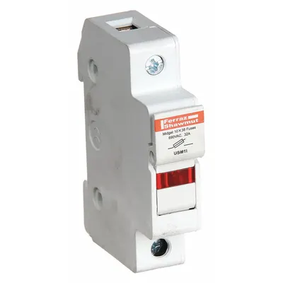 MERSEN Fuse Block: Finger-Safe, 1 Pole, 600 V AC, DIN Rail Mounting - Midget Fuse Blocks