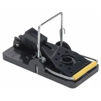 Reusable snap trap constructed from plastic and steel. Measures 6 inches in height and 12 1/2 inches in width. Suitable for rodent control in industrial, commercial, and agricultural settings such as warehouses and storage areas