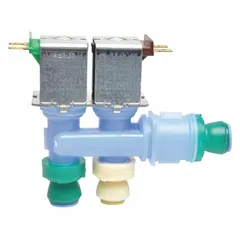 Ice machine water valve designed to regulate water flow in commercial ice makers. Used as a replacement part in food service and hospitality settings where consistent water supply is needed for ice production.