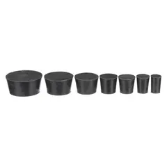 Natural Rubber Stopper Set, Black, Autoclavable, Sizes 00 to 7, 25 mm Height, RSTPK2-2LB