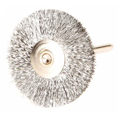 WEILER Wire Wheel Brush: Crimped Steel, 1 1/4" Dia x 3/16" Wd, 1/8" Shank - Light-Cleaning Brushes for Carbon Steel