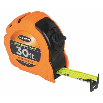 KESON Tape Measure: Nonmagnetic Double Hook Tip, 30 ft, Plastic with Rubberized Grip - Standard (Inch) Tape Measures