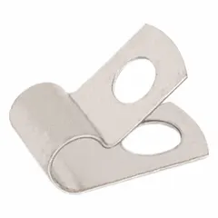 This galvanized steel loop clamp is designed for tube and pipe with a maximum outer diameter of 3/8 in. It provides secure routing and support in industrial installations, helping organize cables, tubes, and piping to maintain safety and prevent damage.