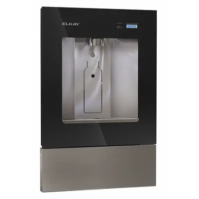 ELKAY Bottle Filler: In-Wall, Non-Refrigerated, Stainless Steel, Black, Brushed - In-Wall Bottle Fillers