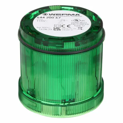 WERMA Tower Light Module: Steady, 115V AC, Green, 70 mm Overall Dia, 66 mm Overall Ht - Steady Light Modules