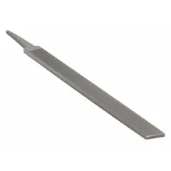 This pillar file has a rectangular cross-section with safe edges, suited for finishing slots, keyways, and internal corners. It measures 11/16 in width and 11/64 in thickness, Type 00 cut for fine metal removal.