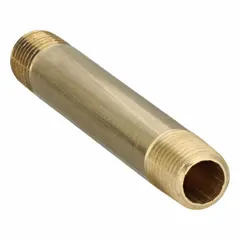 Brass pipe nipple with 1/4 in nominal pipe size, 3-1/2 in overall length, and Male NPT x Male connections. Rated for maximum operating pressure of 1000 psi and maximum steam pressure of 1000 psi. Used to connect two male threaded fittings in instrumentation, pneumatic, and low-pressure steam systems.