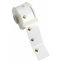 Precut label roll featuring an NFPA diamond with a blank text area for custom printing. Made of vinyl with acrylic adhesive, measuring 2 1/4 inches by 2 1/4 inches. Compatible with GlobalMark 2 printer series. Used for facility safety labeling to communicate chemical hazards