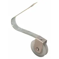This tension spring roller is designed for use in sliding screen doors to maintain proper tension on the roller assembly. It features a gray unfinished finish and an overall height of 6-7/16 inches. Supplied as a pair, it is a replacement component for residential and light-commercial screen door systems.