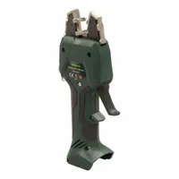 Bare tool with inline scissor action for cutting #2 ACSR, #2 aluminum cable, and #2 copper cable. Powered by a 1.5 Ah battery. Suitable for cutting overhead lines, service drops, and panel installations