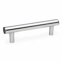 This load-rated straight-leg tubular pull handle features a rear-mount design with 16 in mounting hole center-to-center spacing. It has a black round profile and stainless steel legs. Screw size is 5/16-18. Suitable for industrial enclosures, machinery doors, and heavy-duty access panels