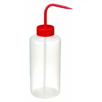 DYNALON Wash Bottle: 1 L, No Imprinting, Red, Wide, Std Spout Spout, Colorless, 90 mm Body Dia