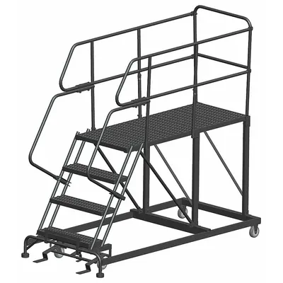 BALLYMORE Mobile Work Platform: 3.3 ft Platform Ht - Max, 24 in x 72 in, Steel - Manual-Lock Rolling Single-Access Platforms
