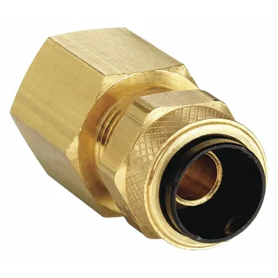 PARKER Compression Fitting Adapter: 3/8 in OD x 1/4 in Pipe Fitting Size, Compression x FNPT - Creep-Resistant Self-Aligning Brass Compression Fittings