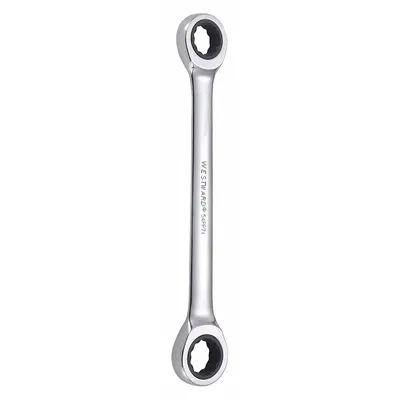 WESTWARD Box End Wrench: Alloy Steel, Chrome, 16 mm_18 mm Head Size, 8 1/4 in Overall Lg - Metric, Double End, 12-Point, Ratcheting Box End Wrenches