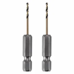 Black & Gold high-speed steel (HSS) drill bits with a 118° chisel point and hex shank, impact rated for use with impact drivers. Suitable for drilling in metal, wood, and plastic in general maintenance and fabrication tasks.