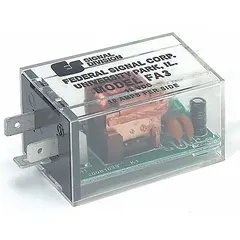 This flasher relay is rated for 12V DC and 10 A, designed to control the flash rate of warning lights, turn signals, and emergency vehicle lighting. It includes a hook-and-loop strap for mounting. Typical applications include automotive, fleet, and industrial safety systems.