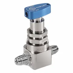 This 1/4 in manual diaphragm valve is constructed from 316L stainless steel with a chromium cobalt nickel diaphragm. Rated for 450 psi CWP, it meets SEMI F20-0305 standards for ultra-high-purity applications. Suitable for handling high-purity gases and chemicals in semiconductor, pharmaceutical, and analytical processes.