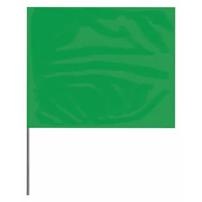 PRESCO PRODUCTS Marking Flag: 2 1/2 in x 3 1/2 in Flag Size (HxW), 36 in Staff Ht, Green - Plain Marking Flags with Wire Staff