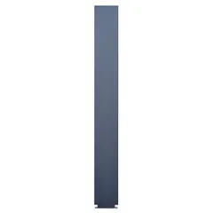 This pilaster is a plastic polymer column for bathroom partitions, measuring 70 inches tall, 7 inches wide, and 1 inch thick. It has a black pebble finish and a high-density polyethylene inner core. Used as a structural support in commercial restroom partitions.