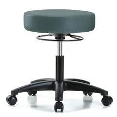 Vinyl Lab Stool, Blue, 18-23 in Height, 17x17 in Seat, Fiberglass Base, 5 Glides