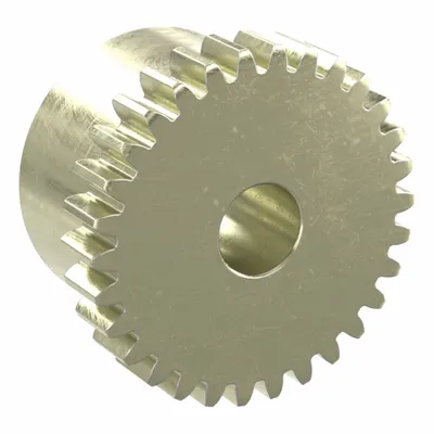 KHK GEARS Spur Gear: Module m 0.5, 30 Teeth, 4 mm Bore Dia, Brass, 20° Pressure Angle - Metric Spur Gears with Standard Hub