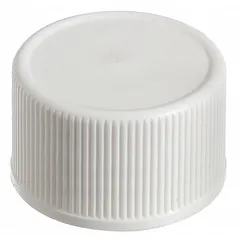 White polyethylene screw cap with a 38-439 mm closure size. Designed for sealing containers in industrial packaging, chemical storage, and laboratory applications. No liner or plug included.