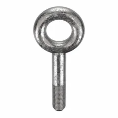 This machinery eye bolt without shoulder is made from 18-8 stainless steel with a plain finish. It has a 6-inch shank length and a 3-inch thread length, and includes a nut. Used for lifting, rigging, and pulling applications where straight-line loads are applied.
