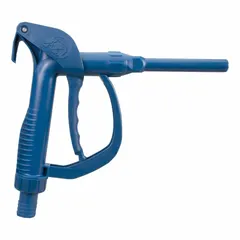 This manual nozzle is constructed with a polypropylene body and spout, and FKM/polypropylene wetted materials. It features a hose barb spout connection and offers a maximum flow rate of 24 gpm. No extension is included. Suitable for dispensing fluids from drums or containers in industrial fluid-handling applications.