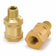This Parker check valve features an aluminum body with 1/4 in - 18 (F)NPT connections on both sides. The spring-loaded swing design allows flow in one direction and automatically closes to prevent backflow. It includes a nitrile seal and is rated for 200°F, suitable for use in hydraulic or pneumatic circuits to protect pumps and equipment.