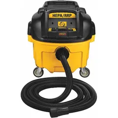 This corded dry/wet dust extractor features HEPA filtration for capturing fine particles. With an 8-gallon plastic tank, 150 cfm airflow, and a 1-1/4-inch hose diameter, it is suited for construction and renovation tasks such as sanding, cutting, and drilling to help maintain a cleaner work environment.