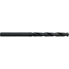 This NAS 907 Type B compliant aircraft-extension drill bit is made from high-speed steel with a black oxide finish. It features a 0.1495-inch diameter, 6-inch overall length, and a 135° split point. Designed for drilling precision holes in applications requiring extended reach, such as in aircraft assembly and maintenance.