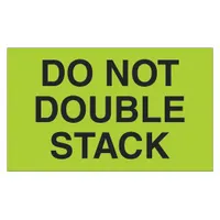 This 3x5 inch label clearly indicates that pallets or cartons should not be double-stacked. Used in warehousing and logistics to prevent product damage and ensure safe handling during storage and transport. Sold in a pack of 500