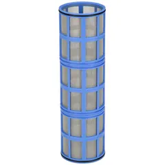 This AMIAD replacement inline strainer screen is made of stainless steel with a 0.0117 in mesh size. It is designed for use in AMIAD strainers to filter particulates from fluid systems. The blue screen is suitable for applications such as water treatment, irrigation, and process industries.