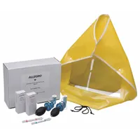 Qualitative respirator fit test system using the Saccharin protocol. Includes two nebulizers, a polycoated hood, and sensitivity and fit test solutions. Used to verify proper respirator seal in industrial safety programs