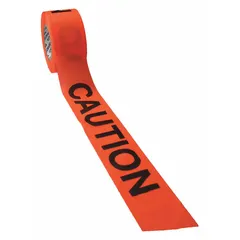 General Caution Messaging Barrier Tape, 3 in x 500 ft, Orange Vinyl, Caution Legend