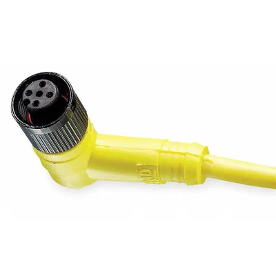 BRAD HARRISON Cordset: M12 Female Right Angle X Bare Wire, 4 Pins, Yellow, PVC, 5 m Cable Lg - Single-Ended Cordsets with PVC Jacket for Flexing Applications