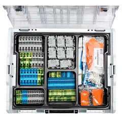 Mixed wire connector and terminal set from the Series 2016, containing 146 pieces that accommodate wire sizes from 22 AWG to 4 AWG. Suitable for industrial wiring applications such as control panels, automation systems, and electrical distribution.