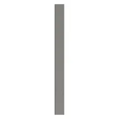 This pilaster is designed for use in commercial bathroom partition systems, providing structural support and privacy. It features a polymer inner core with a pebble-textured charcoal finish. Dimensions: 82 inches high, 7 inches wide, 1 inch thick.