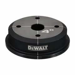 Round knockout die for hydraulic knockout tools. Nominal size 4 in. Designed for punching holes in steel sheet metal up to 10 gauge. Used in electrical panel fabrication, switchgear assembly, and industrial metalworking for conduit or cable entry.